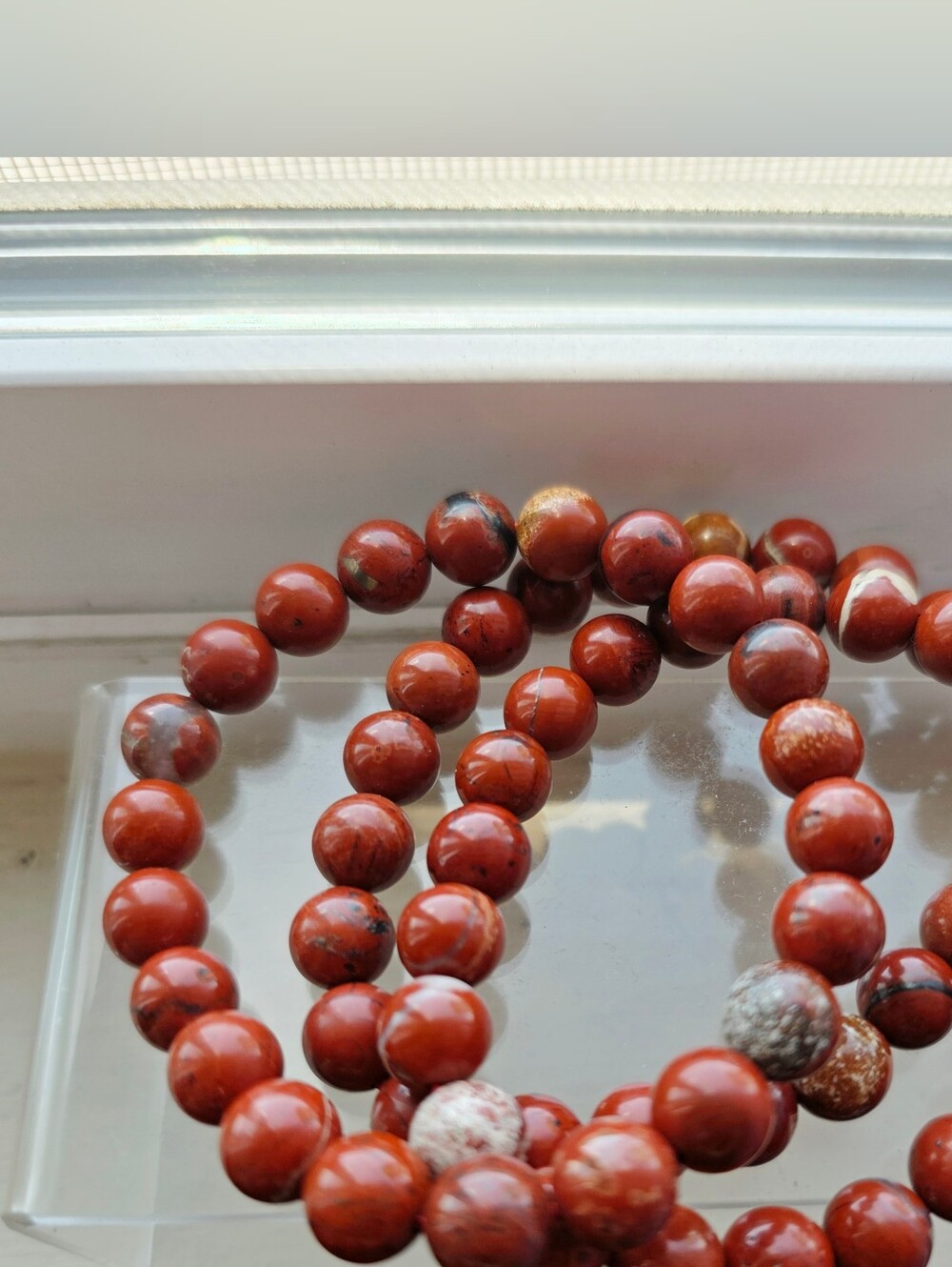 Red Jasper Beaded Stretch Bracelet | Natural Crystal Gemstones | 8mm Handmade - Picture 6 of 6